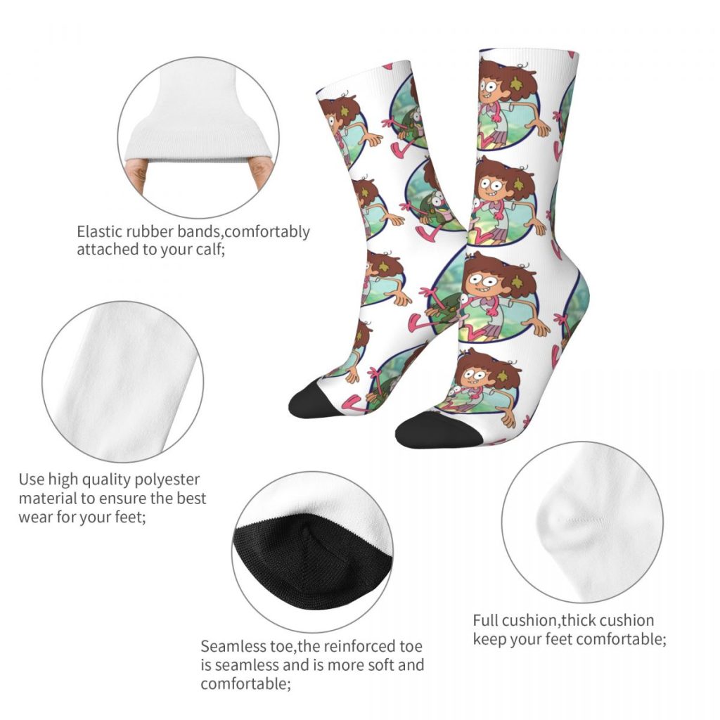 Funny Sock for Men The Lazy Way Hip Hop Vintage Amphibia Happy Seamless Pattern Printed Boys 3 - Amphibia Merch