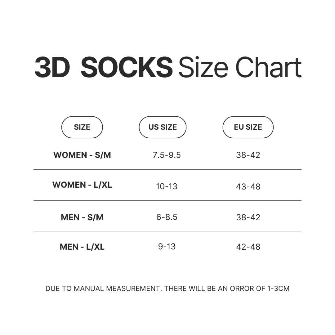 3D Socks Size Chart - Amphibia Merch