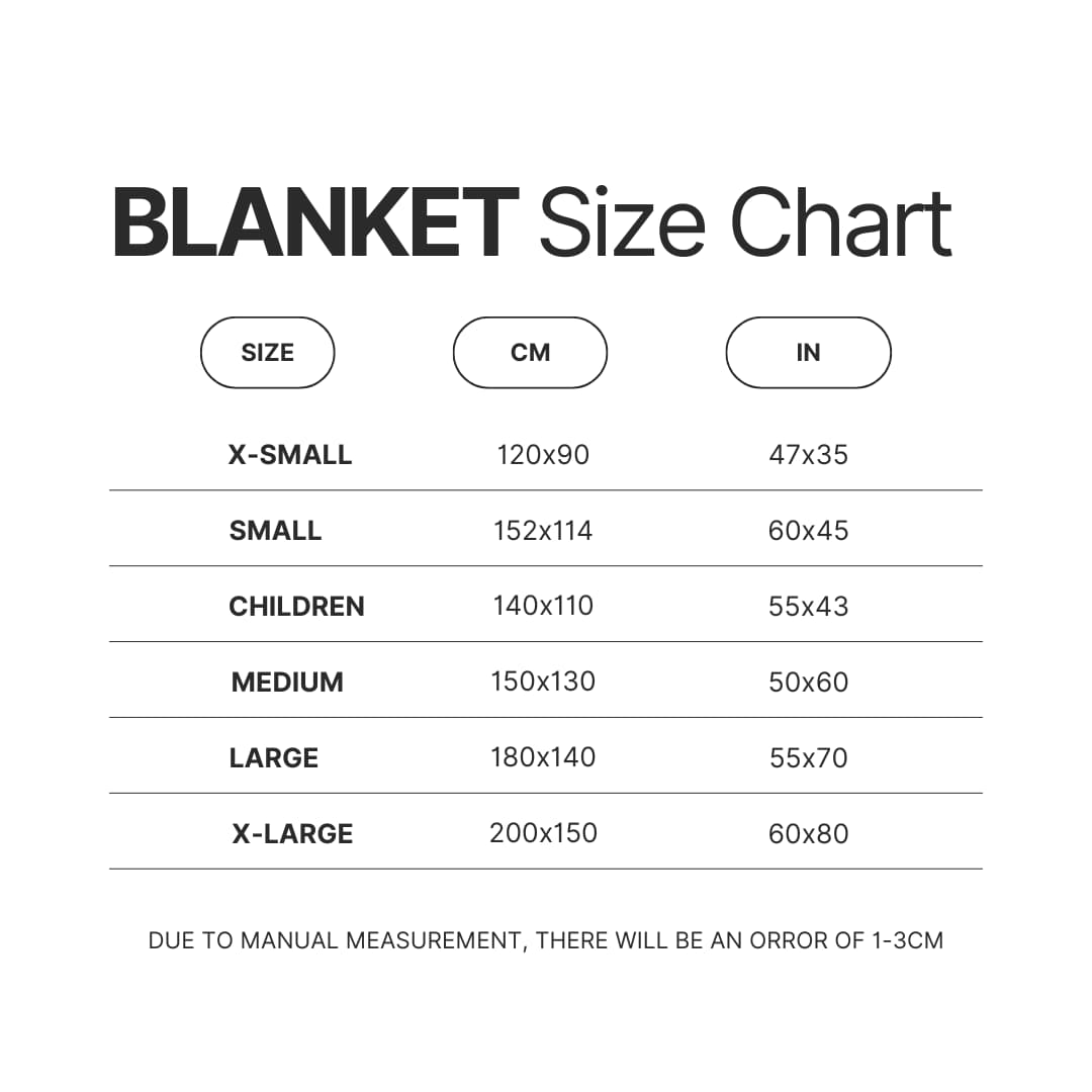 Blanket Size Chart - Amphibia Merch