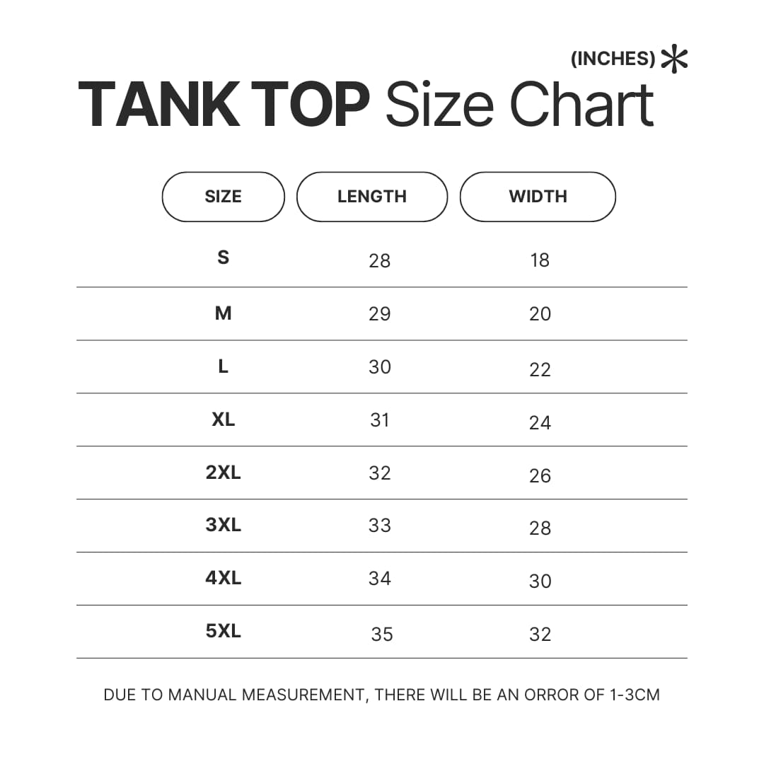 Tank Top Size Chart - Amphibia Merch