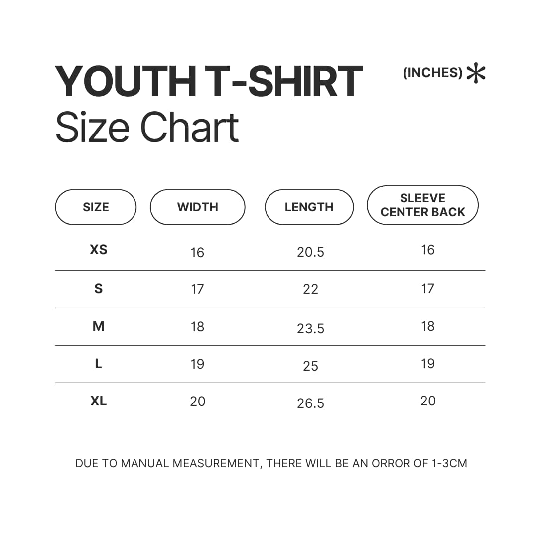 Youth T shirt Size Chart - Amphibia Merch