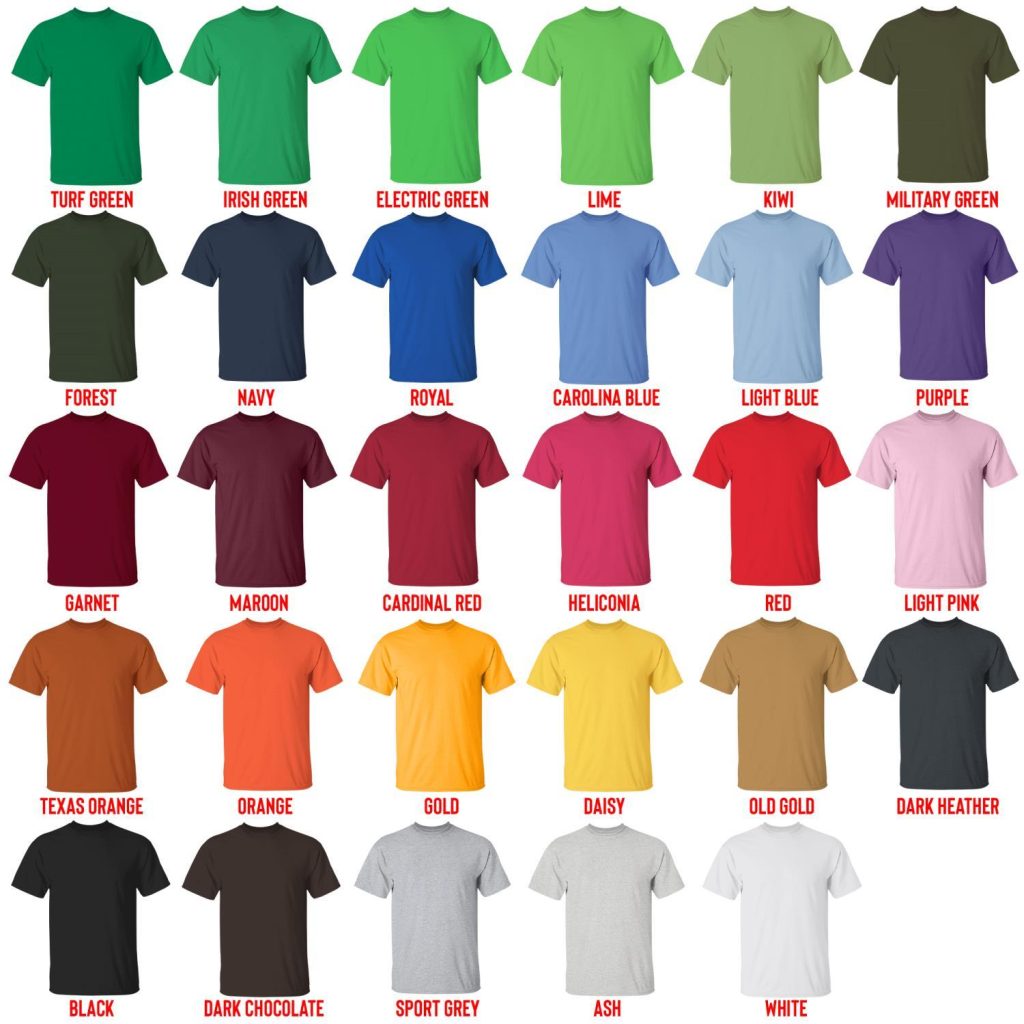 t shirt color chart - Amphibia Merch
