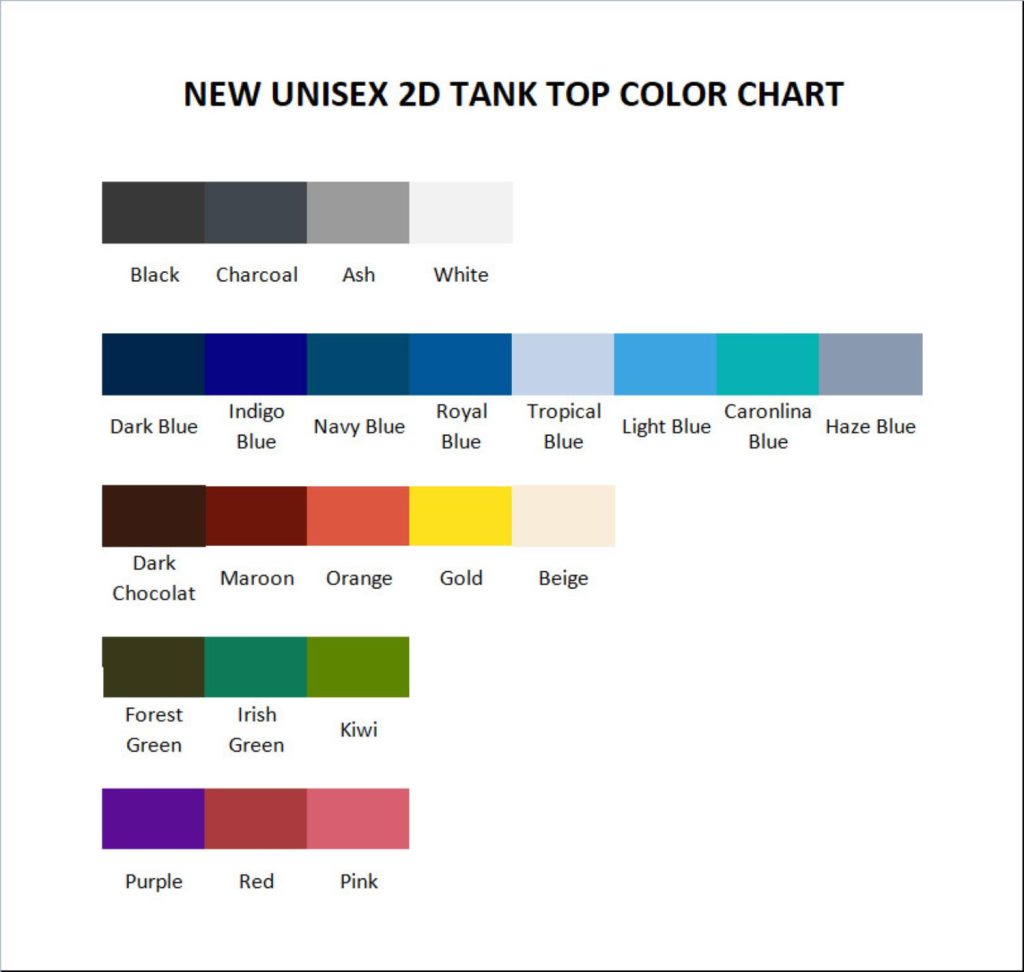 tank top color chart - Amphibia Merch